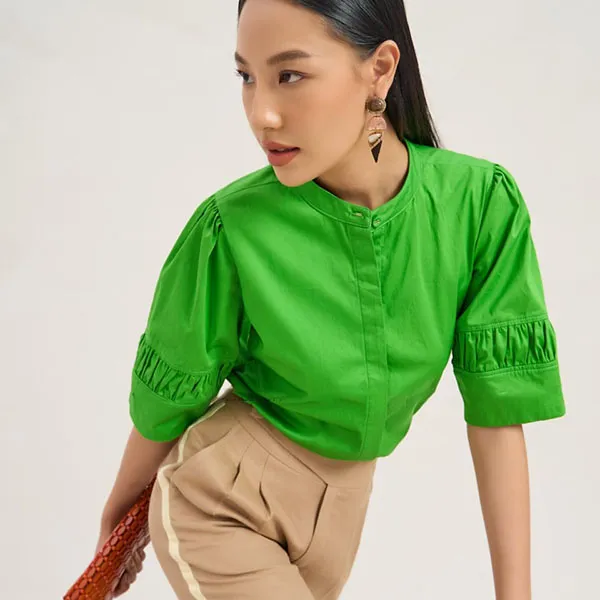 Áo Kiểu Nữ F2 Fashion & Freedom Kate The Art Of Styling AK608-XL-S-0923 Màu Xanh Lá Size S
