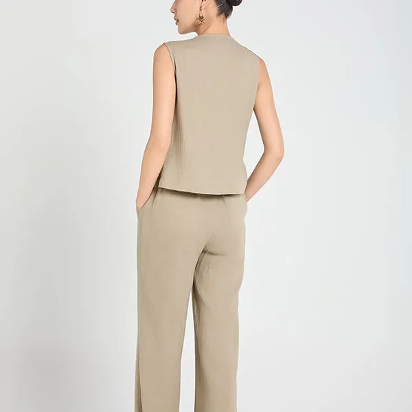Áo Kiểu Nữ F2 Fashion & Freedom Linen A Touch Of Effortless Elegance AK647-KB-S-0325 Màu Kem Be Size S