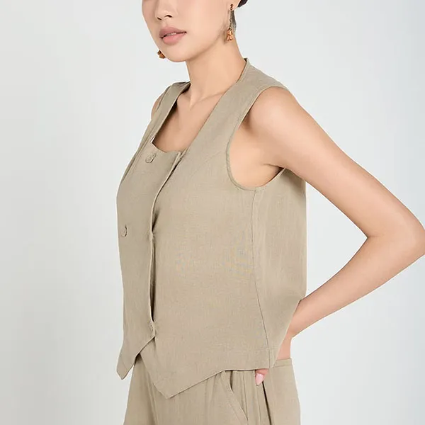 Áo Kiểu Nữ F2 Fashion & Freedom Linen A Touch Of Effortless Elegance AK647-KB-S-0325 Màu Kem Be Size S