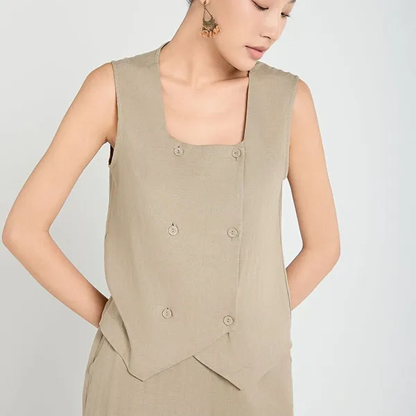 Áo Kiểu Nữ F2 Fashion & Freedom Linen A Touch Of Effortless Elegance AK647-KB-S-0325 Màu Kem Be Size S