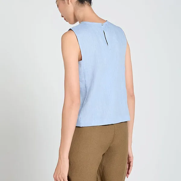 Áo Kiểu Nữ F2 Fashion & Freedom Linen A Touch Of Effortless Elegance AK650-S-0325 Màu Xanh Size S