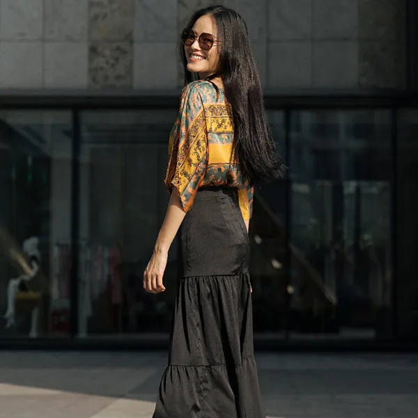 Áo Kiểu Nữ F2 Fashion & Freedom Linen AK374-V-S-0420 Màu Vàng Size S