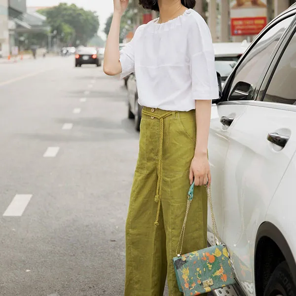 Áo Kiểu Nữ F2 Fashion & Freedom Linen AK421-T-S-0820 Harmory Màu Trắng Size S