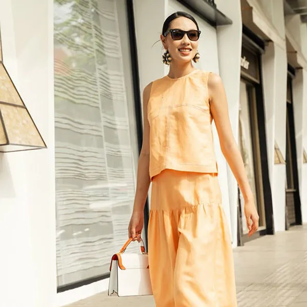 Áo Kiểu Nữ F2 Fashion & Freedom Linen AK519-CN-S-0723 Màu Cam Nhạt Size S