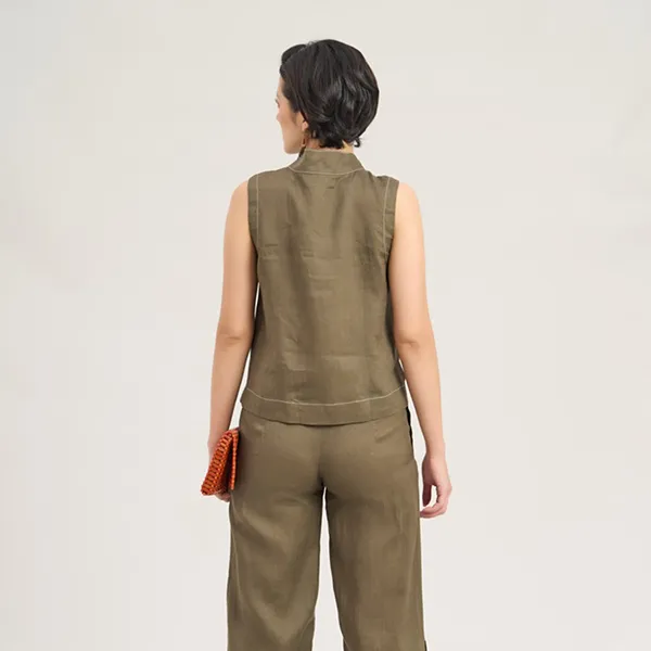 Áo Kiểu Nữ F2 Fashion & Freedom Linen AK537-RD-S-0822 Màu Xanh Rêu Size S