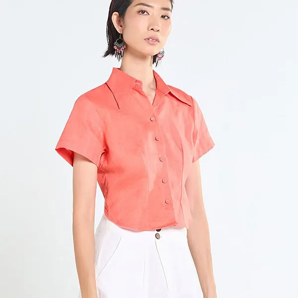 Áo Kiểu Nữ F2 Fashion & Freedom Linen AK550-CR-S-0323 Tender Drit Màu Cam Size S