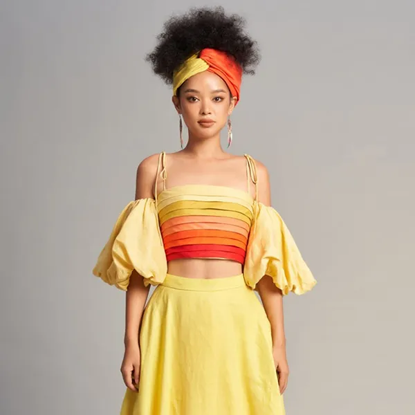 Áo Kiểu Nữ F2 Fashion & Freedom Linen AK590-VCD-S-0623 Màu Vàng/Cam Size S