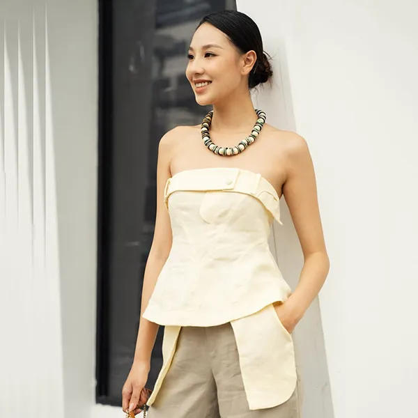 Áo Kiểu Nữ F2 Fashion & Freedom Linen AK596-VN-S-0723 Màu Vàng Nhạt Size S