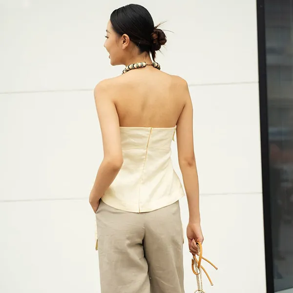 Áo Kiểu Nữ F2 Fashion & Freedom Linen AK596-VN-S-0723 Màu Vàng Nhạt Size S