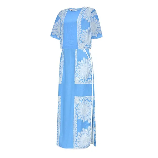 Áo Kiểu Nữ F2 Fashion & Freedom Linen AK636-XHT-S-0824 Màu Xanh Họa Tiết Size S