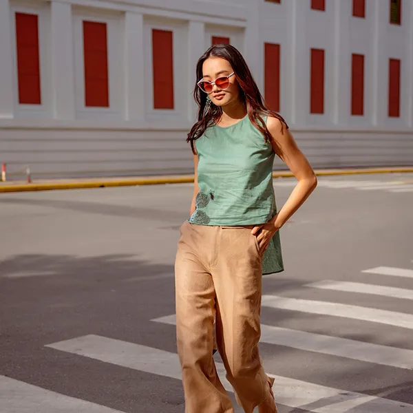 Áo Kiểu Nữ F2 Fashion & Freedom Linen Autumn Charm AK536-X-S-0822 Màu Xanh Size S