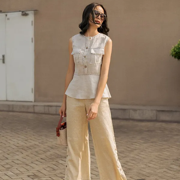 Áo Kiểu Nữ F2 Fashion & Freedom Linen Becoming Discover AK380-K-S-0520 Màu Kem Size S