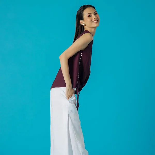 Áo Kiểu Nữ F2 Fashion & Freedom Linen Becoming Discover AK452-TD-S-0321 Màu Tím Đậm Size S