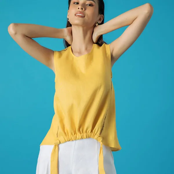 Áo Kiểu Nữ F2 Fashion & Freedom Linen Becoming Discover AK452-V-S-0321 Màu Vàng Size S