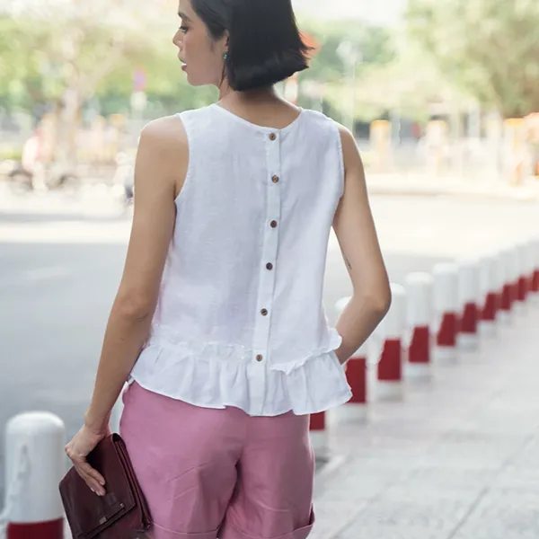 Áo Kiểu Nữ F2 Fashion & Freedom Linen Becoming Unveil AK472-T-S-0621 Màu Trắng Size S