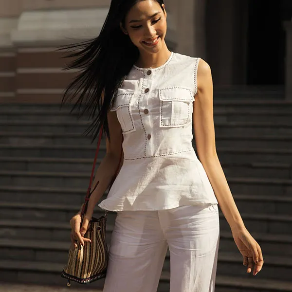 Áo Kiểu Nữ F2 Fashion & Freedom Linen Contemporary Dance AK380-T-S -1220 Màu Trắng Size S