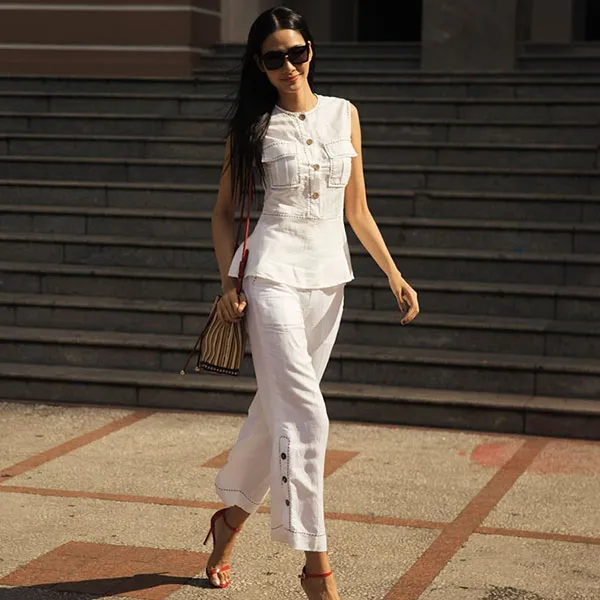 Áo Kiểu Nữ F2 Fashion & Freedom Linen Contemporary Dance AK380-T-S -1220 Màu Trắng Size S