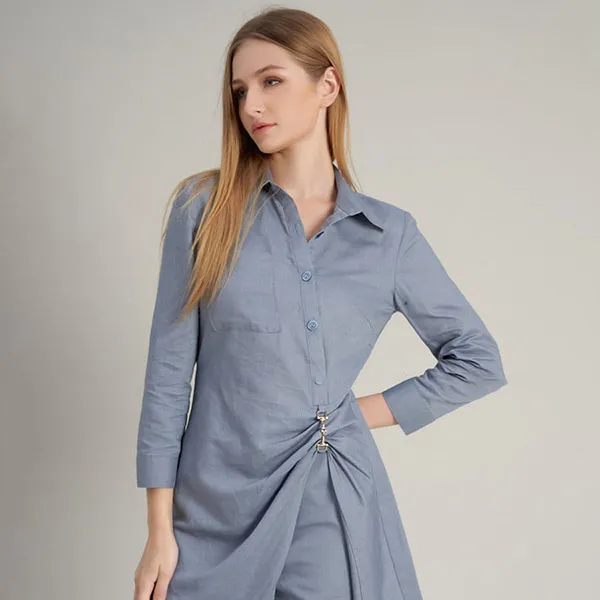 Áo Kiểu Nữ F2 Fashion & Freedom Linen Hello New Day AK533-XT-S-0323 Màu Xanh Tím Size S