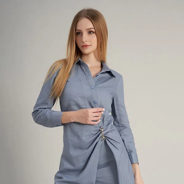 Áo Kiểu Nữ F2 Fashion & Freedom Linen Hello New Day AK533-XT-S-0323 Màu Xanh Tím Size S