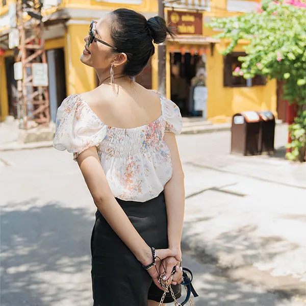 Áo Kiểu Nữ F2 Fashion & Freedom Modern Meets Heritage Pink Chiffon Blouse AK410-H-S-0720 Màu Hồng Size S