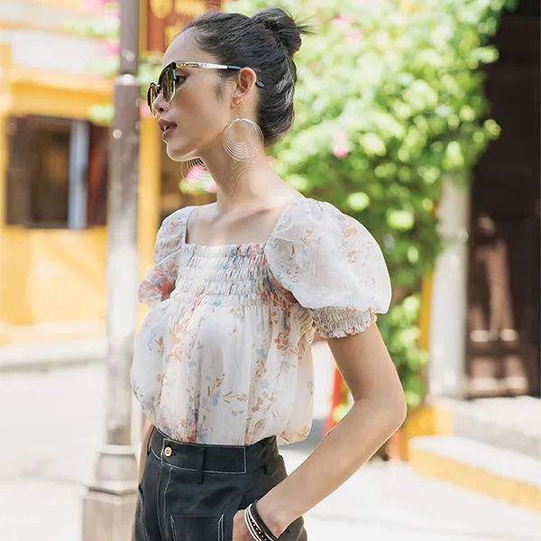 Áo Kiểu Nữ F2 Fashion & Freedom Modern Meets Heritage Pink Chiffon Blouse AK410-H-S-0720 Màu Hồng Size S