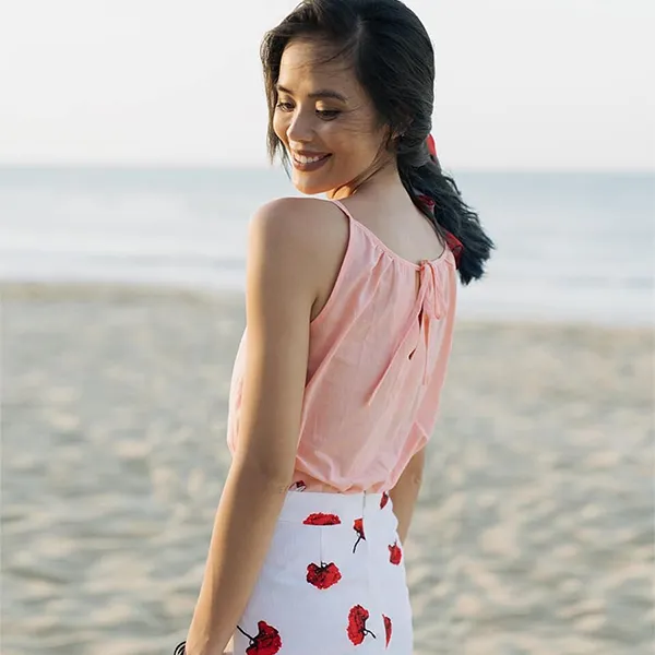 Áo Kiểu Nữ F2 Fashion & Freedom Modern Meets Heritage Pink Cotton Blouse AK415-H-S-0720 Màu Hồng Size S