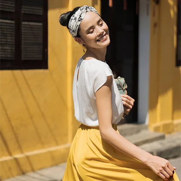 Áo Kiểu Nữ F2 Fashion & Freedom Modern Meets Heritage White Silk Dress AK416-T-S-0720 Màu Trắng Size S