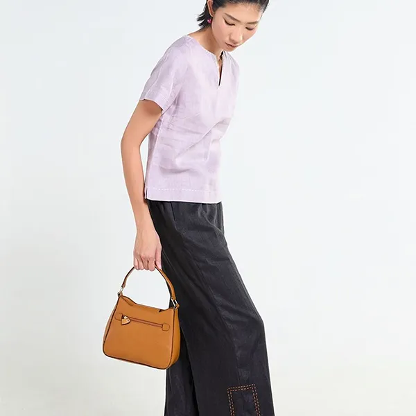 Áo Kiểu Nữ F2 Fashion & Freedom Purple Tender Drit Linen Blouse AK638-TIM-S-0225 Màu Tím Size S