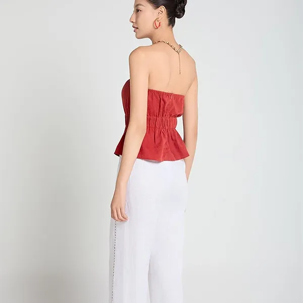Áo Kiểu Nữ F2 Fashion & Freedom Red Orange Linen Blouse A Touch Of Effortless Elegance AK645-DC-S-0325 Màu Đỏ Cam Size S