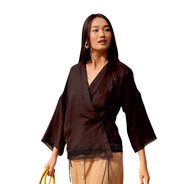 Áo Kiểu Nữ F2 Fashion & Freedom Summer Muse Black Silk Blouse AK521-D-S-0622 Màu Đen Size S
