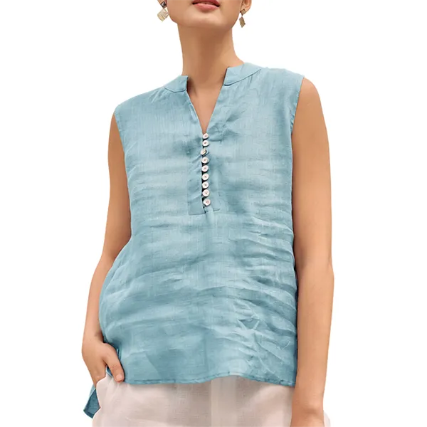 Áo Kiểu Nữ F2 Fashion & Freedom Summer Muse Blue Linen Blouse AK523-X-S-0622 Màu Xanh Blue Size S