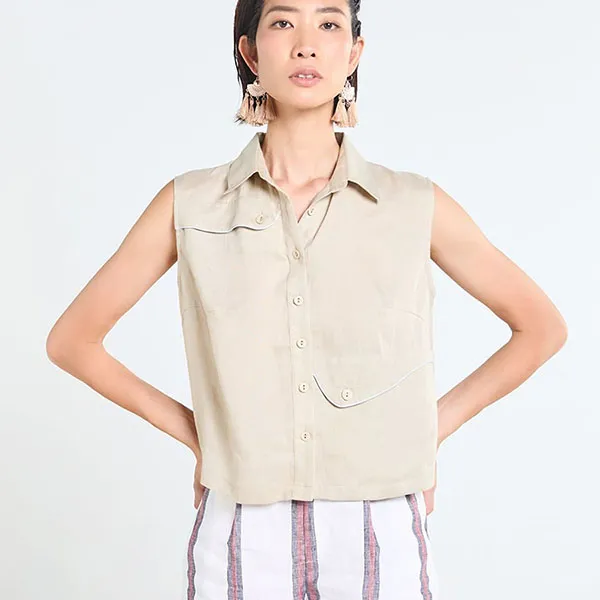 Áo Kiểu Nữ F2 Fashion & Freedom Tender Drit AK654-K-S-0525 Màu Kem Size S
