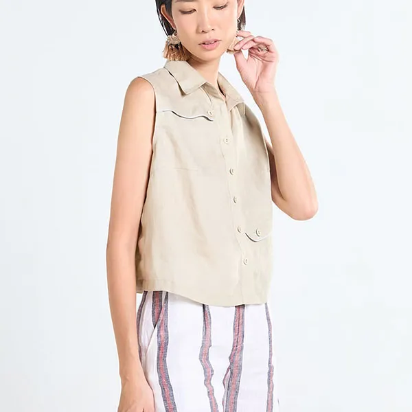 Áo Kiểu Nữ F2 Fashion & Freedom Tender Drit AK654-K-S-0525 Màu Kem Size S