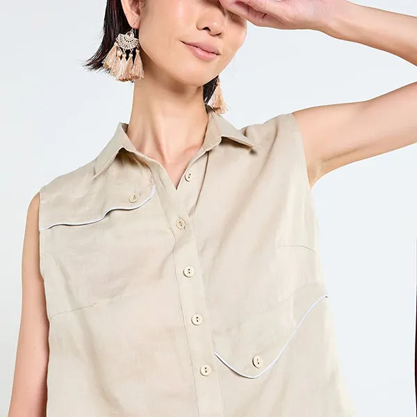 Áo Kiểu Nữ F2 Fashion & Freedom Tender Drit AK654-K-S-0525 Màu Kem Size S