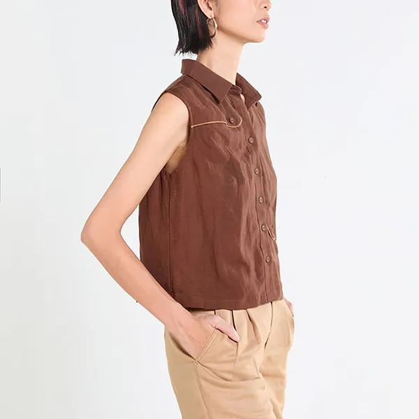 Áo Kiểu Nữ F2 Fashion & Freedom Tender Drit AK654-ND-S-0525 Màu Nâu Đậm Size S