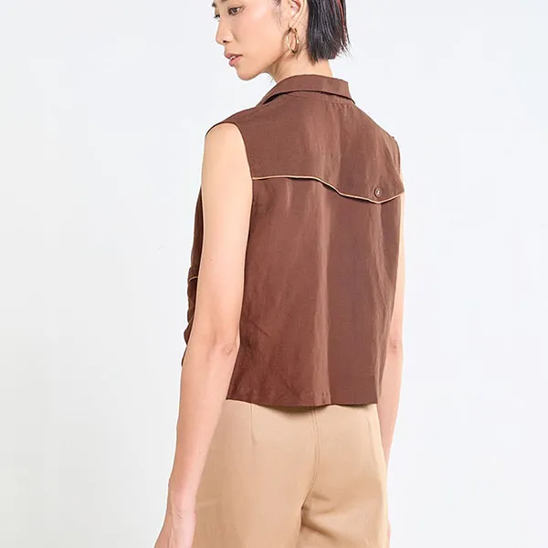 Áo Kiểu Nữ F2 Fashion & Freedom Tender Drit AK654-ND-S-0525 Màu Nâu Đậm Size S