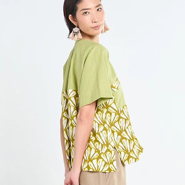 Áo Kiểu Nữ F2 Fashion & Freedom Tender Drit AK657-XPHT-S-0525 Màu Xanh Phối Họa Tiết Size S