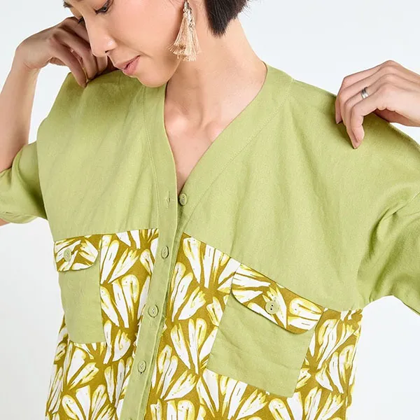 Áo Kiểu Nữ F2 Fashion & Freedom Tender Drit AK657-XPHT-S-0525 Màu Xanh Phối Họa Tiết Size S