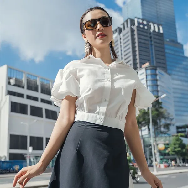 Áo Kiểu Nữ F2 Fashion & Freedom White Kate City Girl Style Blouse AK606-T-S-0923 Màu Trắng Size S