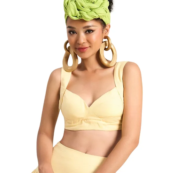 Áo Kiểu Nữ F2 Fashion & Freedom Women's Linen Blouse In Yellow A Color Of Freedom AK599-V-S-0723 Màu Vàng Size S
