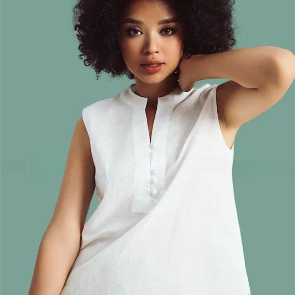 Áo Kiểu Nữ F2 Fashion & Freedom Women's White Linen Blouse Free Color AK593-T-S-0623 Màu Trắng Size S