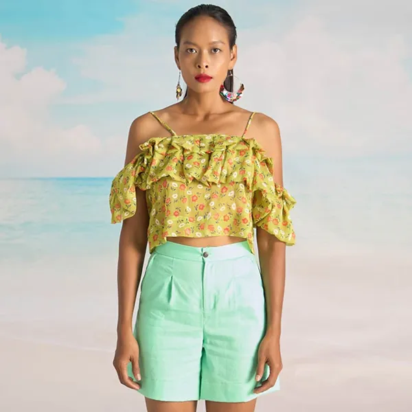 Áo Kiểu Voan Nữ F2 Fashion & Freedom Bright And Shine AK526-X-S-0622 Màu Xanh Size S