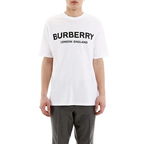 Áo Phông Nam Burberry Cotton Logo Printing Classic Short Sleeve 8026017 Tshirt Màu Trắng Size XS