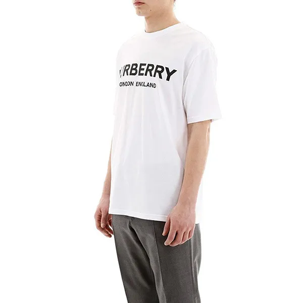 Áo Phông Nam Burberry Cotton Logo Printing Classic Short Sleeve 8026017 Tshirt Màu Trắng Size XS