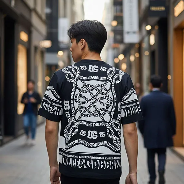 Áo Phông Nam Dolce & Gabbana D&G G8PN9T II7AQ Màu Đen Họa Tiết Size 44