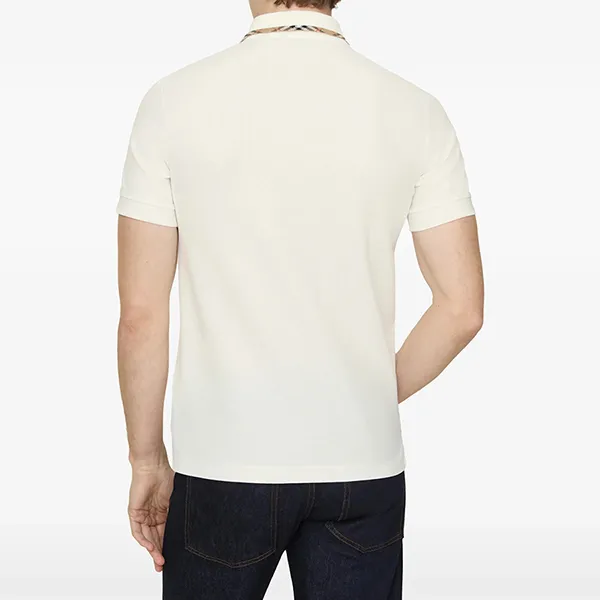 Áo Polo Nam Burberry Check-trim Cotton Polo Shirt 8126955 Màu Trắng Size S