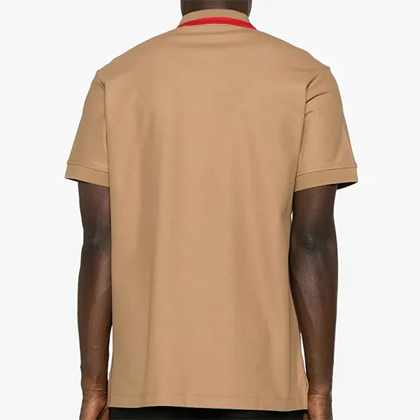 Áo Polo Nam Burberry Contrasting Collar Cotton Shirt Màu Nâu Camel Size XS