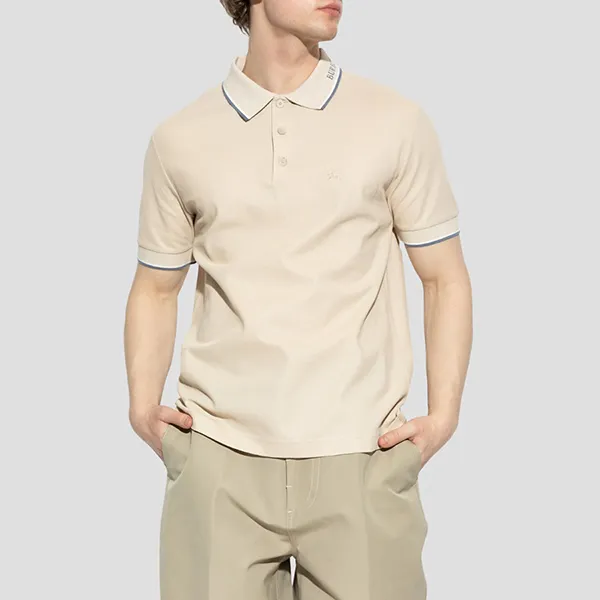 Áo Polo Nam Burberry Logo Collar Cotton In Calico Beige 81255211 Màu Be Size S
