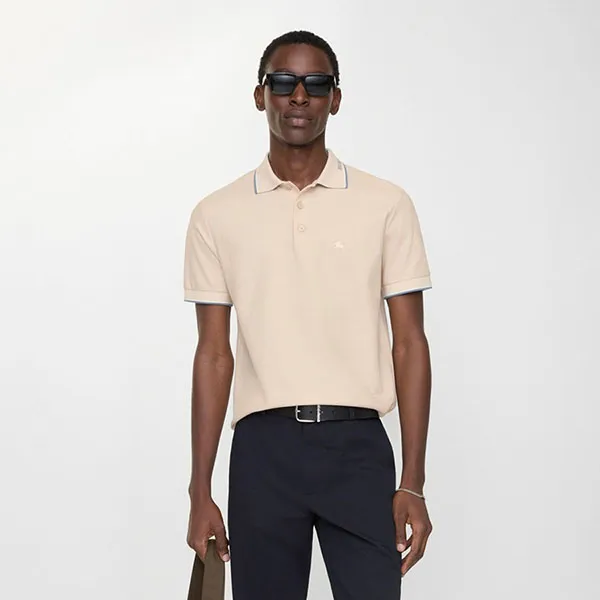 Áo Polo Nam Burberry Logo Collar Cotton Shirt 81255211 Calico Beige Màu Be Size M