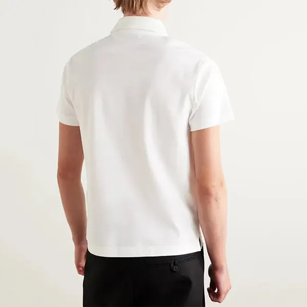 Áo Polo Nam Burberry Logo-Embroidered Appliquéd Cotton-Piqué Màu Trắng Size L